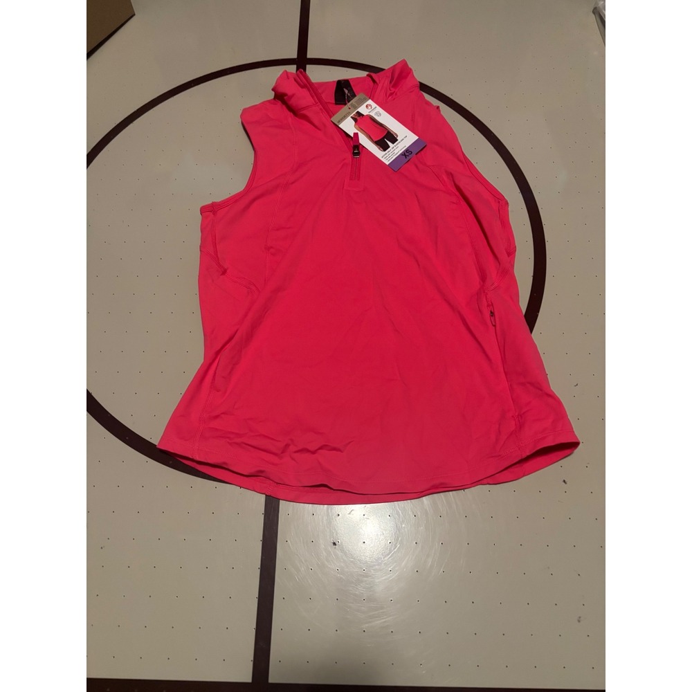 Mondetta Womens Active Half-Zip Sleeveless Top Pink Recycled Nylon XS NWT